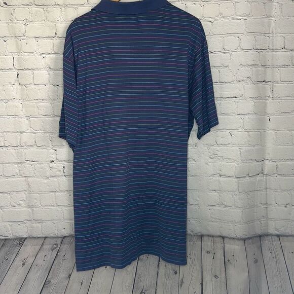 Peter Millar Mens Blue Pink Green Striped Short Sleeve Polo Shirt size xl LOOK - Picture 5 of 7